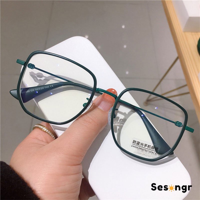 Kacamata Bingkai Persegi Fashion Berkualitas Tinggi Kacamata Anti-Radiasi Kaca mata Wanita Aksesoris Fashion  - An