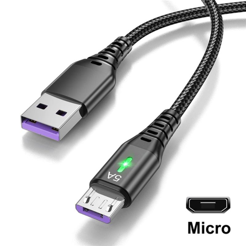 Zzz 5A Kabel Lampu Led USB Ke MicroUSB Fast Charging Data Cord Nylon Braided