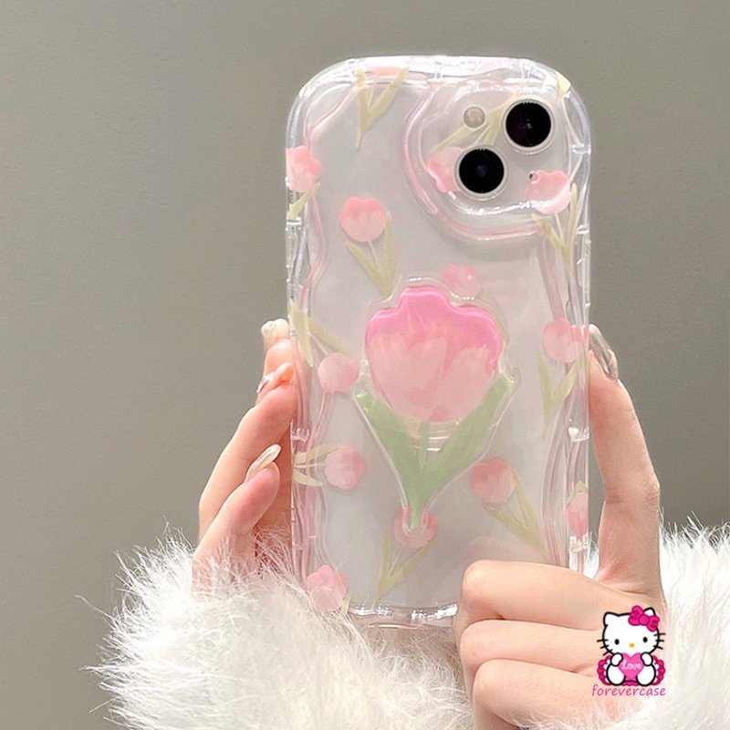 Casing Bracket Stand Ponsel Bunga Untuk Redmi A1 9T 10A 10C 9C NFC 9a2 9A 10 Redmi Note11 9 10 Pro Max 12 10s 8 11s POCO M3 3D Wavy Curved Edge Fresh Flowers Floral Soft Cover