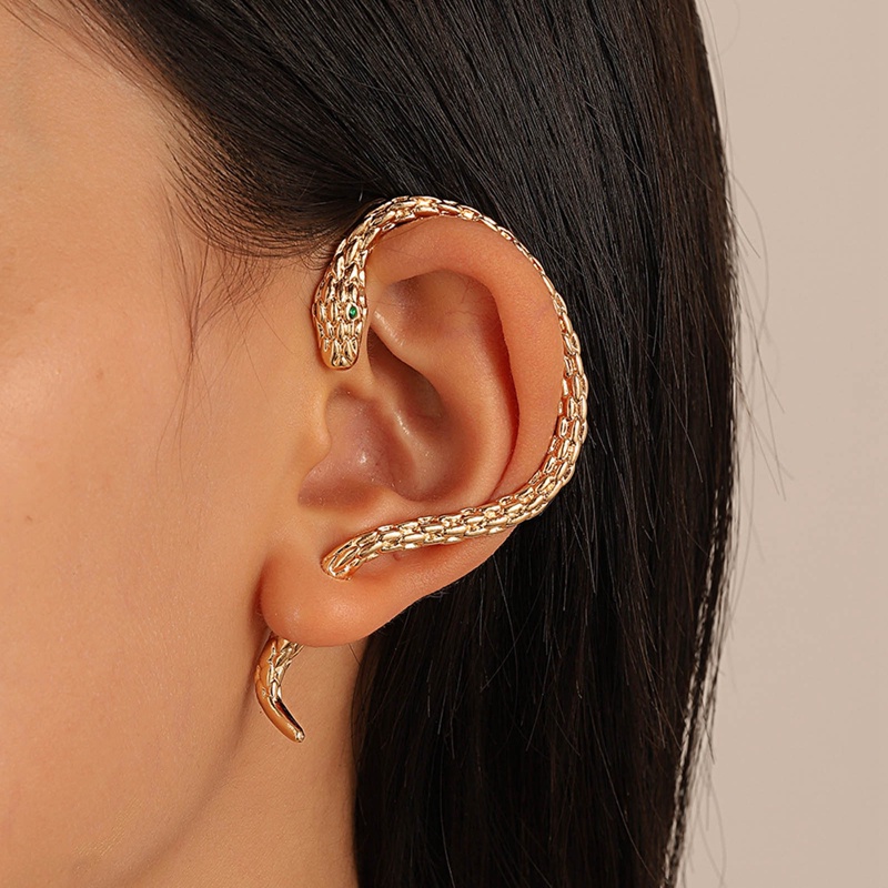 1pc Anting Tusuk Cuff Bentuk Ular Twining Gaya Punk Untuk Perhiasan Wanita Gaya