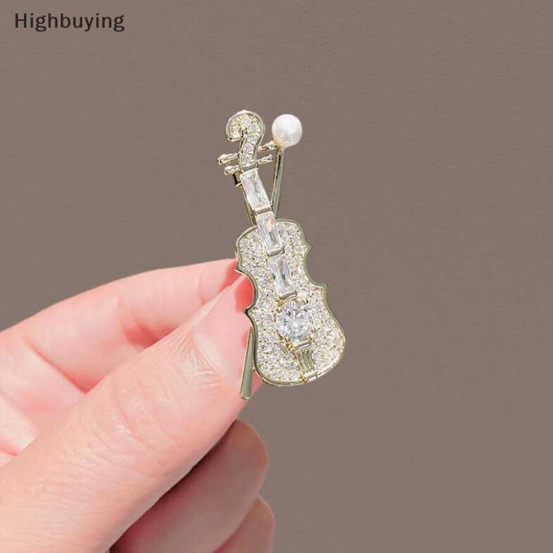 Hbid Fashion Wanita Bros Kristal Berlian Imitasi Biola Bros Pin Perhiasan Brooch Alat Musik Pesta Perhiasan Hadiah Glory