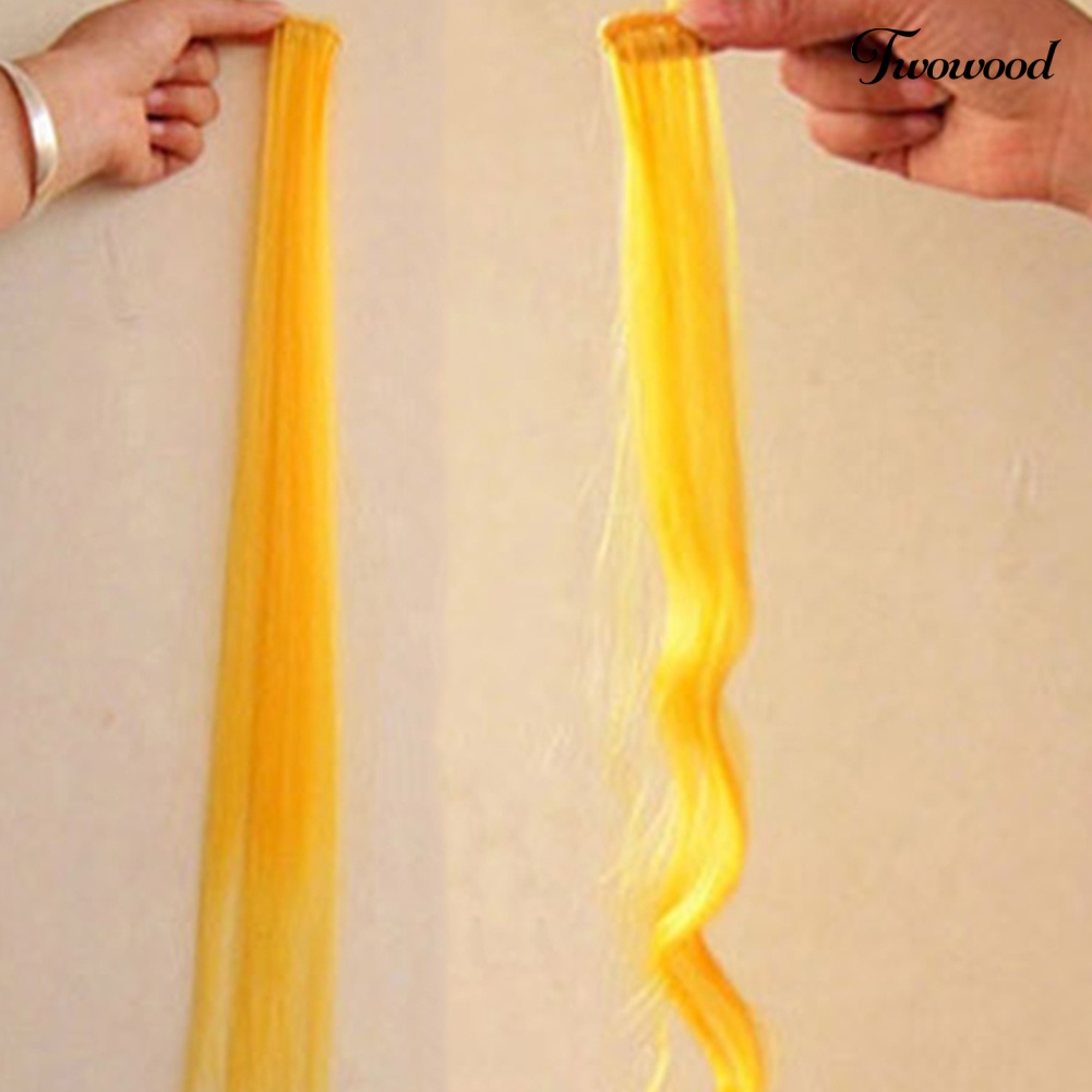 Twowood Wanita Rambut Sintetis Panjang Lurus Multi Warna Ekstensi Sopak Pesta Wig