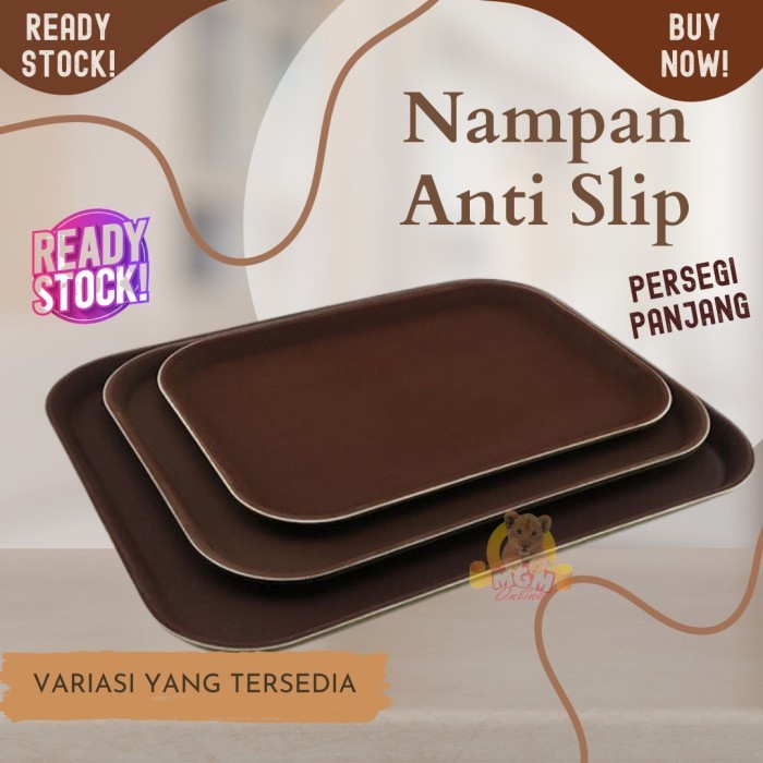 Nampan Anti Slip SegiPanjang 45x35cm non Slip Serving Tray lapis karet