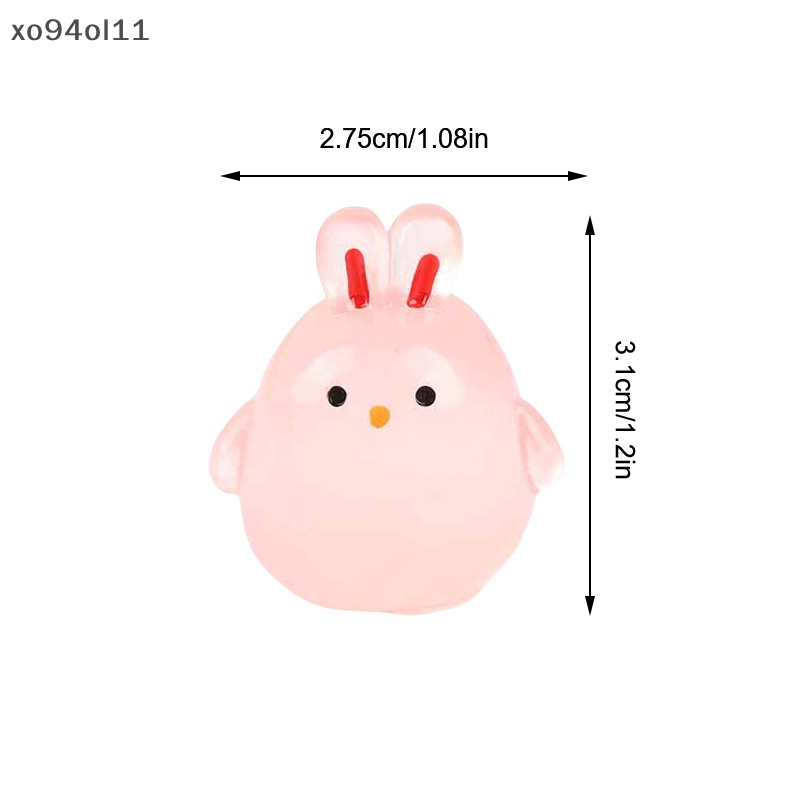 Xo 2Pcs Ornamen Kelinci Bercahaya Kartun Bunny Doll Micro Landscape Dekorasi Rumah Boneka Mainan OL