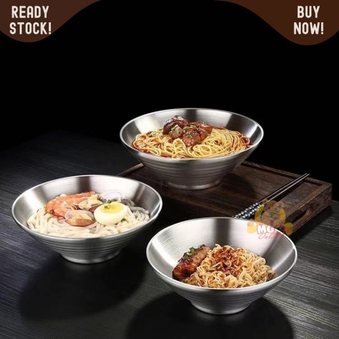 ramen DOUBLE WALL Stainless 18cm mangkok ANTI PANAS 2lapis
