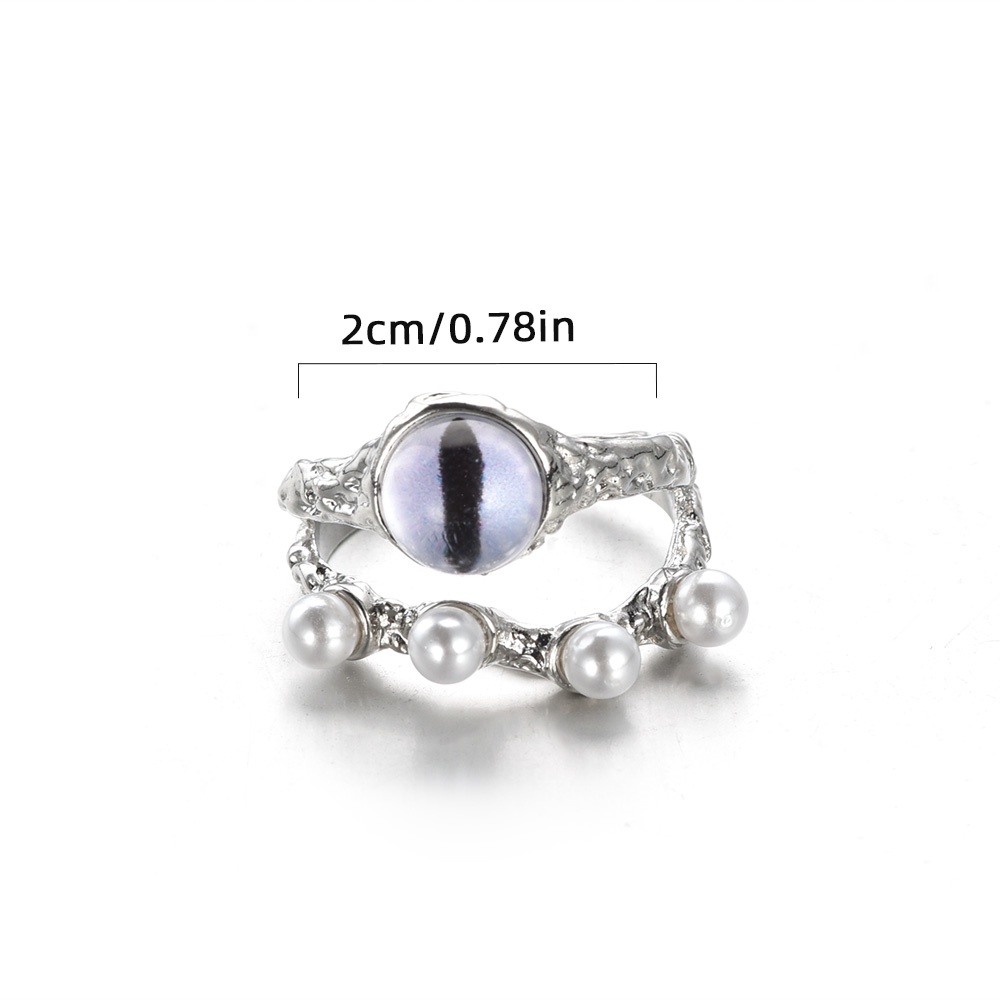 [Fitur] 1pc Pria Tidak Teratur Moonstone Cincin Mata Kucing Mutiara Angin Dingin Cincin Niche Gelap Cincin Ganda Adjustable Pasangan Cincin Perempuan Jari Dekorasi Perhiasan Aksesoris Hadiah Ulang Tahun