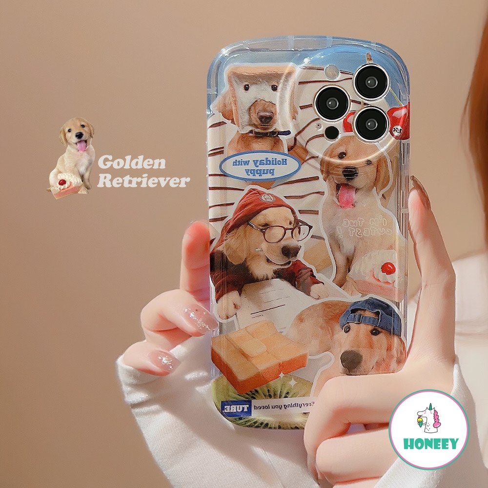 IPHONE Kacamata Anjing Roti Bakar Lucu Puppy Cowboy Kartun Phone Case Untuk Iphone14 13 12 11 Pro Max14 Plus Bantal Udara Lucu Shockproof Soft Cover