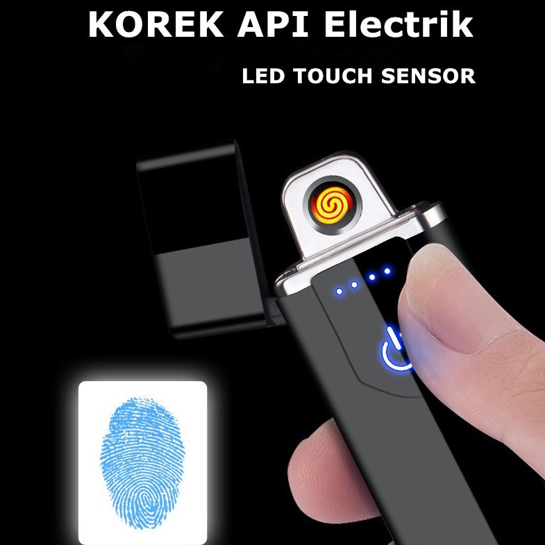 Korek Api elektrik Korek Api Unik Fingerprint Touch LED Sensor Rechargeable
