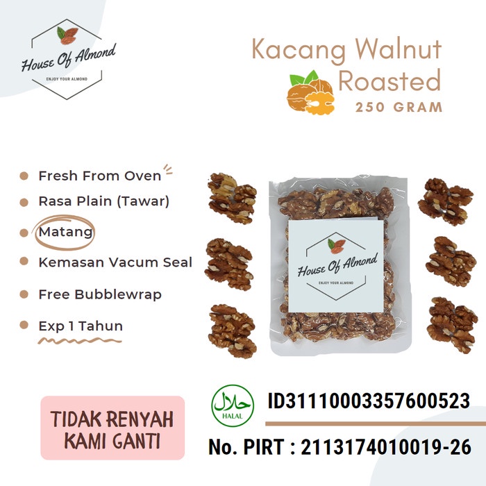

New Arrival Kacang Walnut Roasted 250gr (matang)