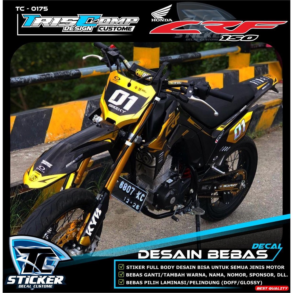 TC0175 - Decal Fullbody CRF 150L Stiker Kombinasi glossy feat gold chrome Pelangi Desain Custom Beba