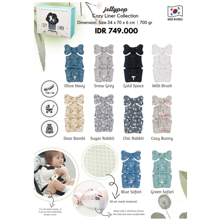 Jellypop Cozy Liner Alas Kereta Dorong Anak Bayi