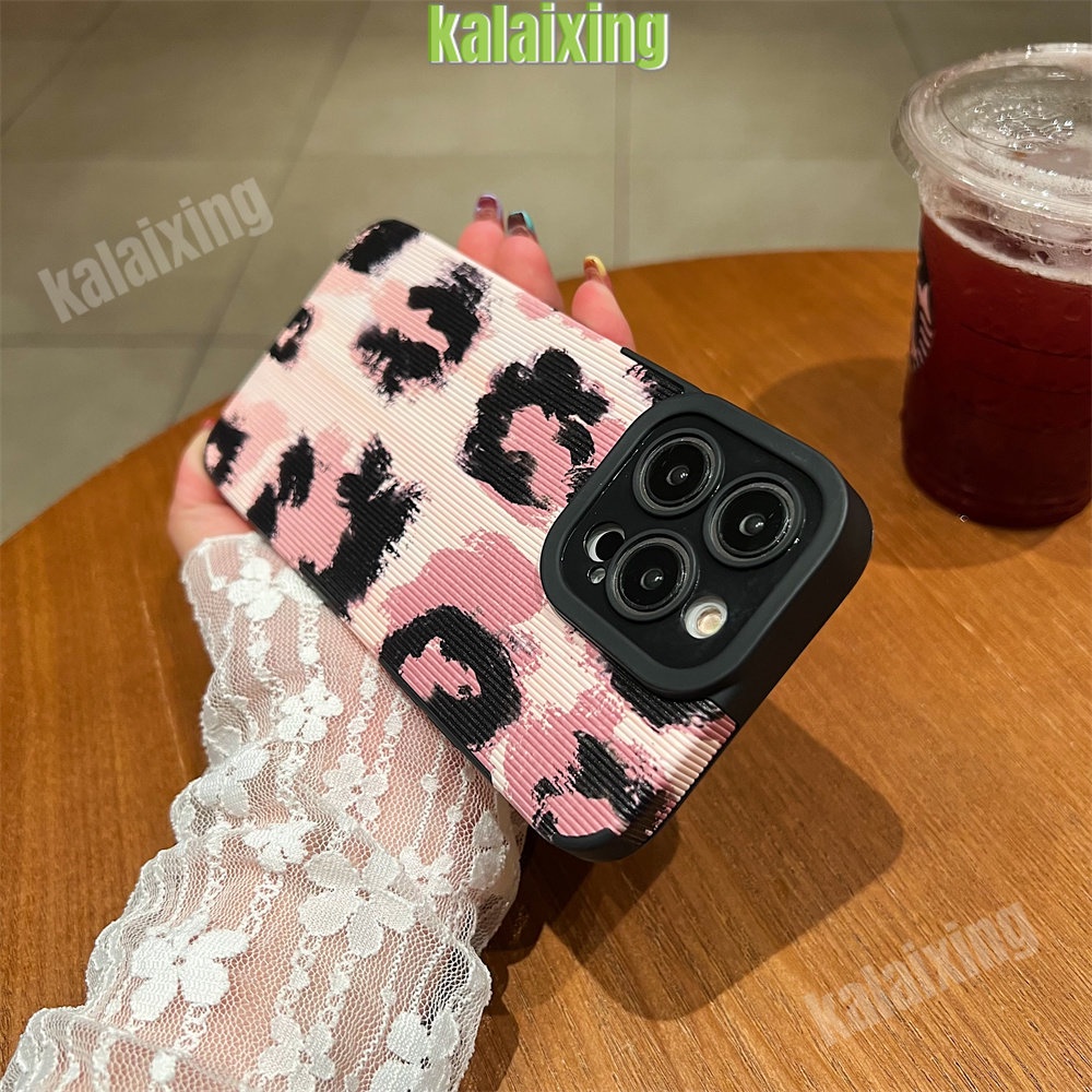 IPHONE Case Motif Leopard Warna Pink Untuk Iphone11 12 13 14 Pro Max14 Plus Xs Max X XR 78 Plus Soft Back Cover