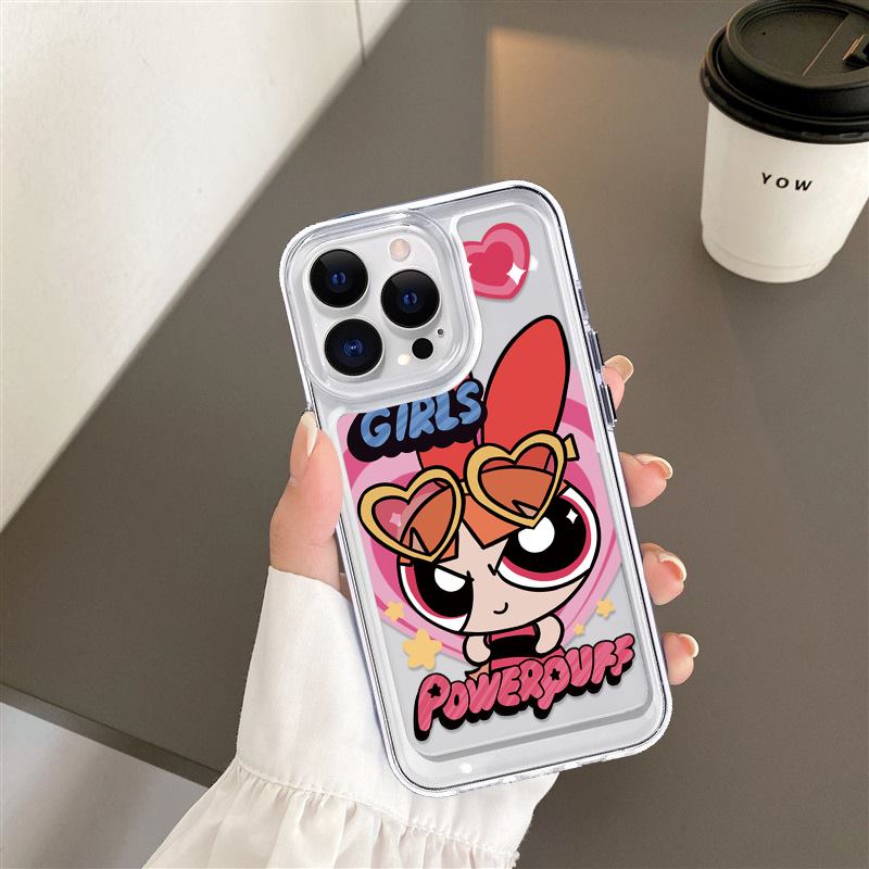 The Powerpuff Gadis Kartun Mewah Transparan Cover Pelindung Untuk Iphone14 13 12 11 Pro Max Plus Mini Case Untuk iPhone X XS Max XR Shockproof Soft Bumper Belakang Keras