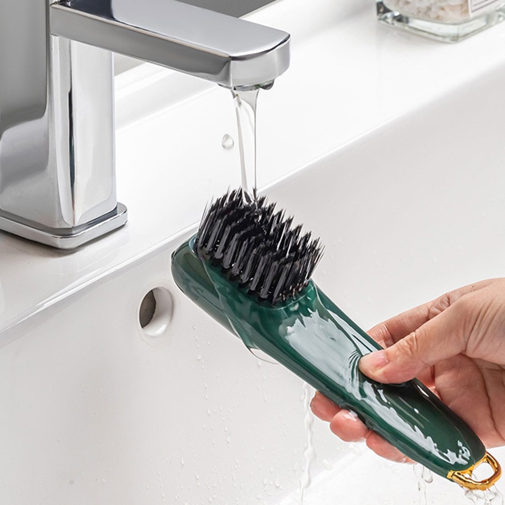 ღ Multi Functional Shoe Brush Press Type Automatic Liquid Out Washing Brush Household Kitchen Bathroom Soft Brush Cleaning Tool