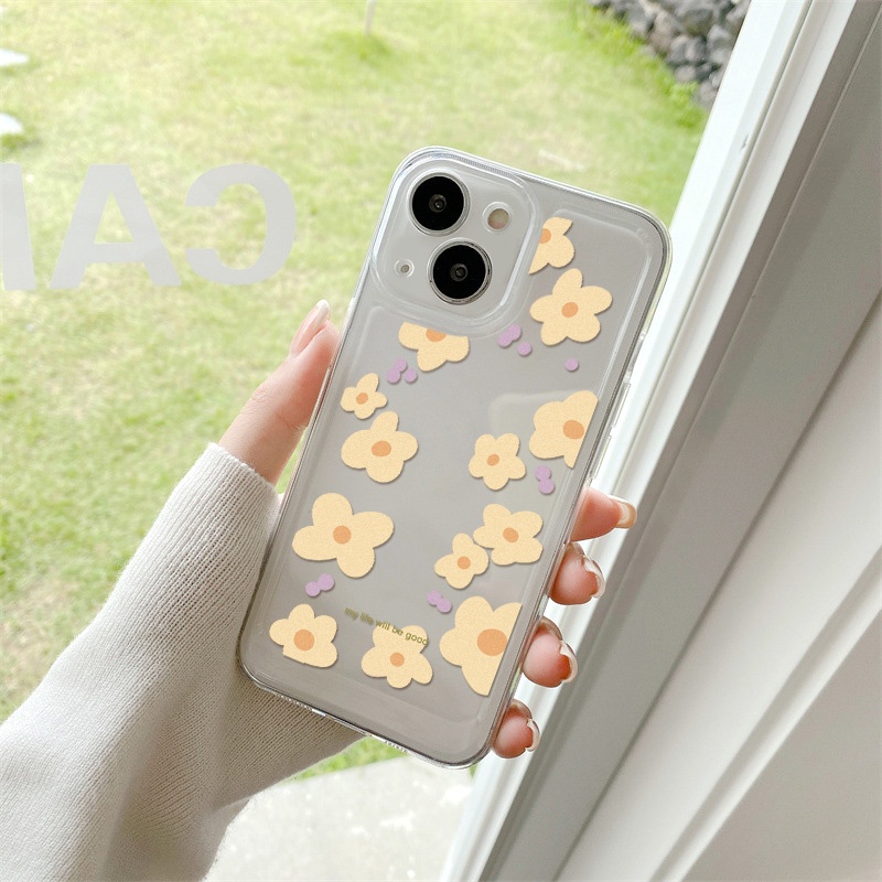 Casing Bunga Kuning Untuk Redmi Note10 11 11E 11S 12 8 8T 9 9S 10 Xiaomi 11T 12T 13Pro 13 Mi 10 10 Pro 10T Lite 10T 11 12 Poco F3 F4 M3 X3 X4 X5 Pro Akrilik Space Cover Belakang TPU