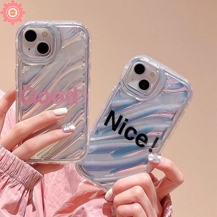 IPHONE Casing Huruf Bagus Bagus Simple Kompatibel Untuk Iphone11 13 12 14 Pro MAX 7Plus XR X XS Max7 8 6 6S Plus SE 2020 Dazzle Color Kartu Laser Mewah 3D Stereo Kerut Soft Cover