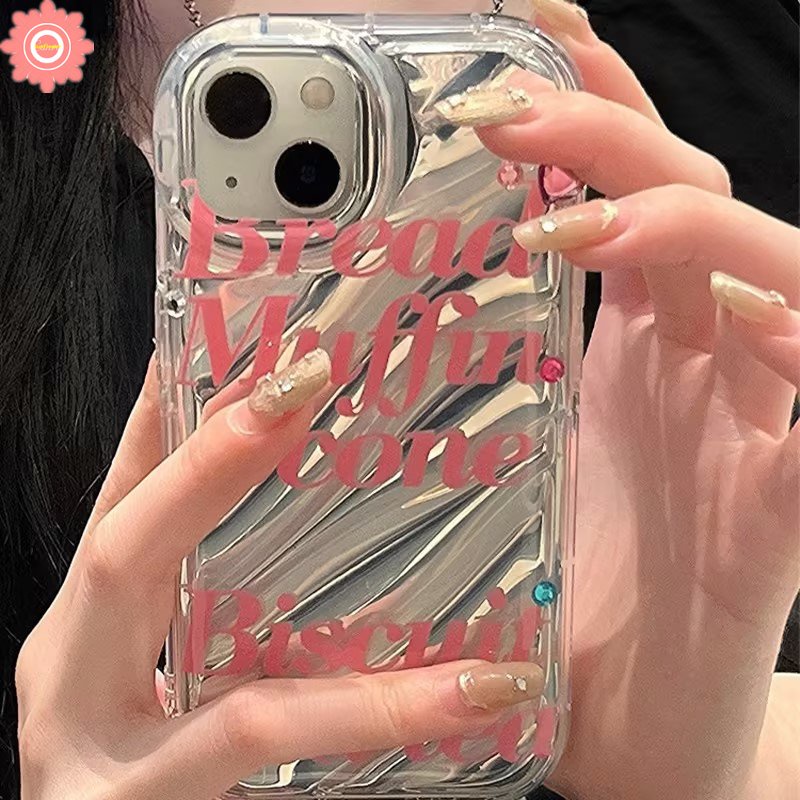 IPHONE Casing Huruf Bagus Bagus Simple Kompatibel Untuk Iphone11 13 12 14 Pro MAX 7Plus XR X XS Max7 8 6 6S Plus SE 2020 Dazzle Color Kartu Laser Mewah 3D Stereo Kerut Soft Cover