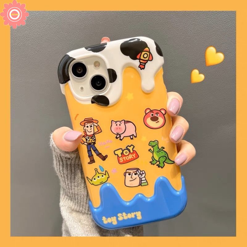 Lovely StellaLou Case Kompatibel Untuk IPhone 7Plus 11 13 14 12 Pro Max XR X XS Max7 8 Plus Kartun Lucu Disney Toy Story Manyo Bear Kreatif Permen 3D Es Krim Soft Cover