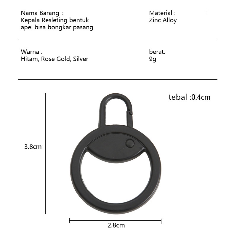 10pcs Buah Penarik Ritsleting Tab Tarik Yang Kepala Resleting Universal Aksesoris adjustable bisa dicopot pasang untuk Tas, Sepatu, Baju, Jaket, dll