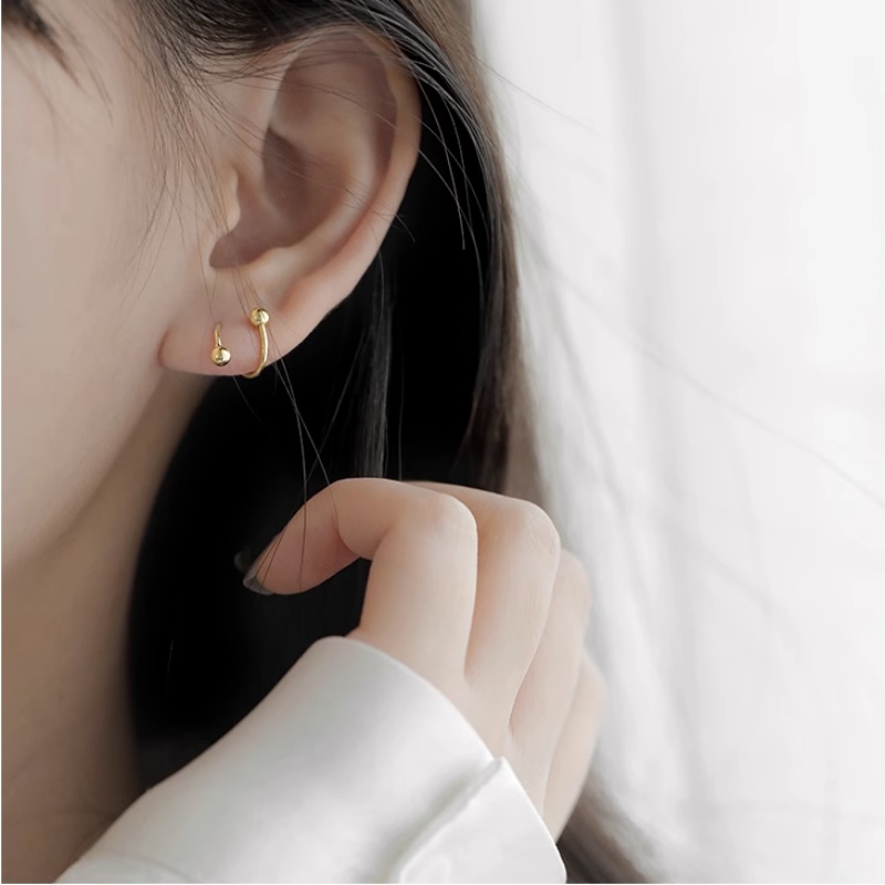 We Flower Punk Stainless Steel Bola Kecil Memutar Stud Anting Untuk Wanita Pria Chic Anting Tindik Spiral Fashion Telinga Mulut Hidung Cincin Perhiasan Hadiah