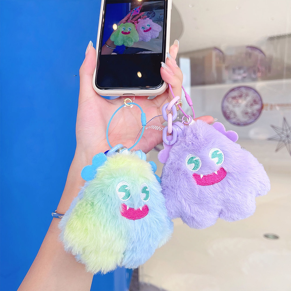 Rantai Ponsel Monster Kecil Yang Lucu Kreatif Warna Boneka Mewah Gantungan Kunci Mobil Gantungan Kunci Pasangan Tas Liontin