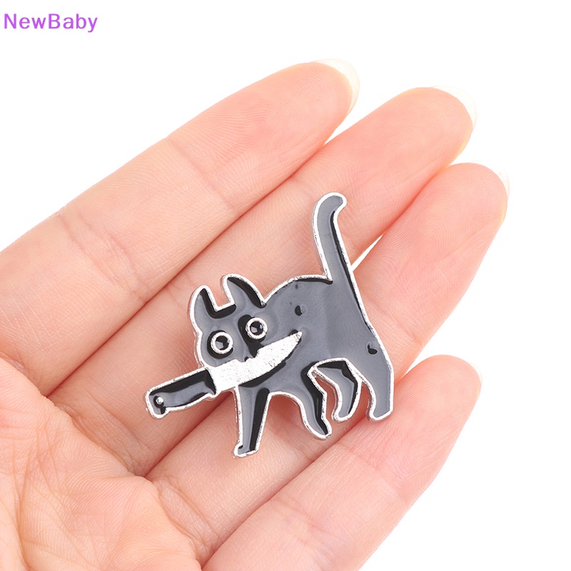 Newbaby Kartun Kreatif Kucing Hitam Pemodelan Pop Enamel Pin Kerah Lencana Bros Perhiasan ID