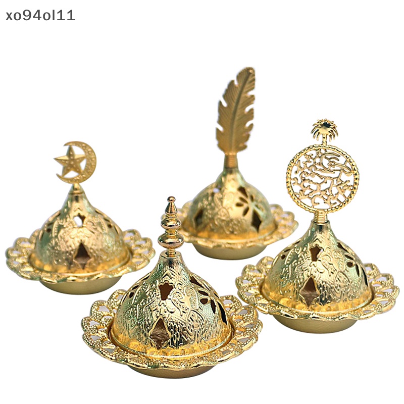 Xo 1Pc Tempat Pembakar Dupa Logam Hollow Golden Tower Oil Burner Gaya Arab Tempat Pedupaan OL