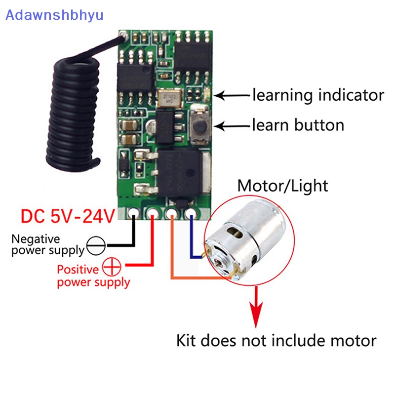 Adhyu 1Pc Wireless Remote Control DC Motor Gubernur Lampu LED PWM Speed Control Light ID