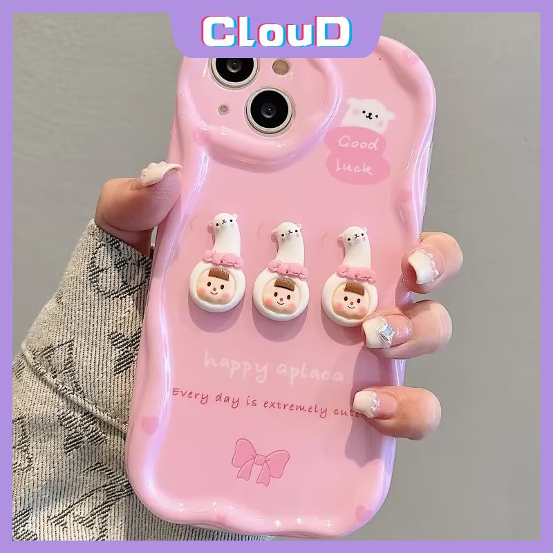 Untuk Vivo Y11 Y35 Y20 Y17 Y31 Y51 Y50 Y30 Y15s Y12s Y16 Y02 Y21 Y22 Y12 Y91 Y21s Y20i Y22s Y15A Y12i Y91C Y15 Y33s 3D Mainan Kartun Lucu Alpaka Gadis Bergelombang Melengkung Tepi Soft Cover