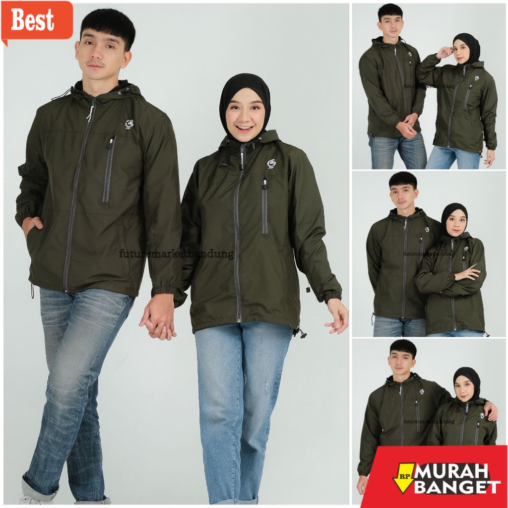 Jaket parasut pria terbaru- Jaket Couple Parasut Jumbo Waterproof Original FCF EVEREST Size M L XL X