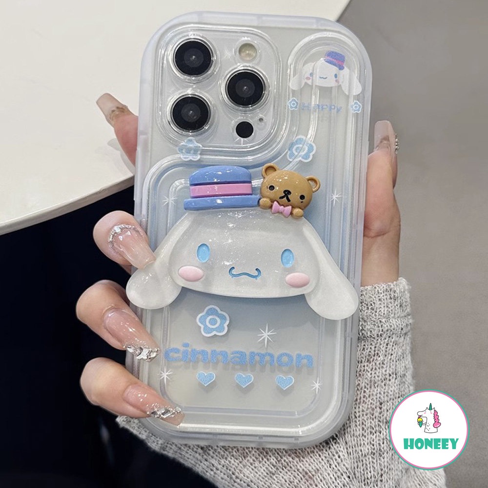 Casing Ponsel Cinnamoroll Stereo Kartun Lucu Untuk iPhone 14 Pro Max13 12 11 Pro MAX XR XS Max8 7Plus Transparan Full Cover Airbag Cover Pelindung