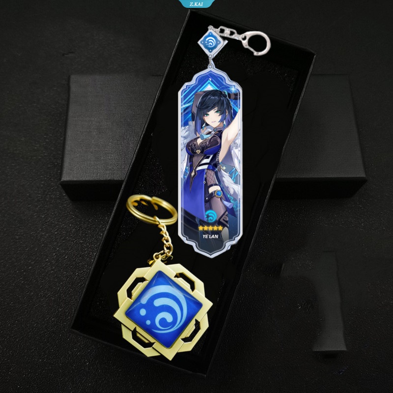 Anime Long Bar Charm Keychain Genshin Impact Vision Element Mata Tuhan Untuk Gantungan Kunci Mobil Aksesoris Wanita Lucu Tas Liontin Key Ring Hadiah [ZK]