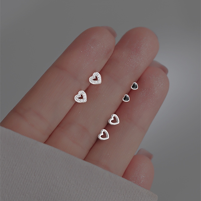 Ay(cn) 3Pcs /Set Fashion Kristal Hati Anting Set Berongga Emas Perak Stud Earrings Untuk Wanita Perhiasan Aksesoris