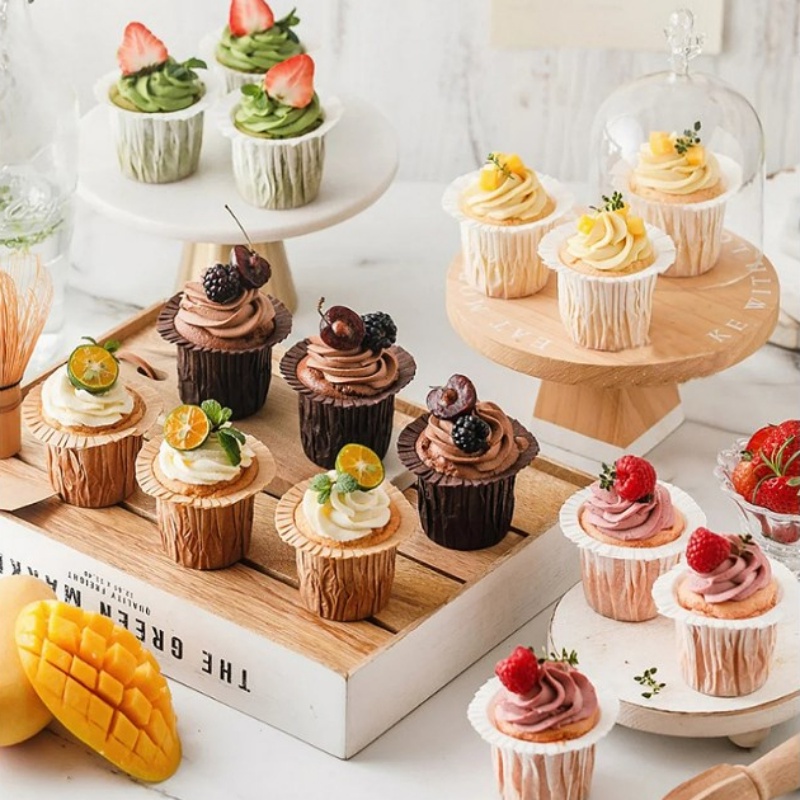 [Fitur] Paper Tray Pembuat Muffin Anti Lengket/Pembungkus Dessert Ulang Tahun Pernikahan/Top Hat Shaped Baking Cup/Oil-proof Cake DIY Liner Cups/Cetakan Bakeware Tahan Panas