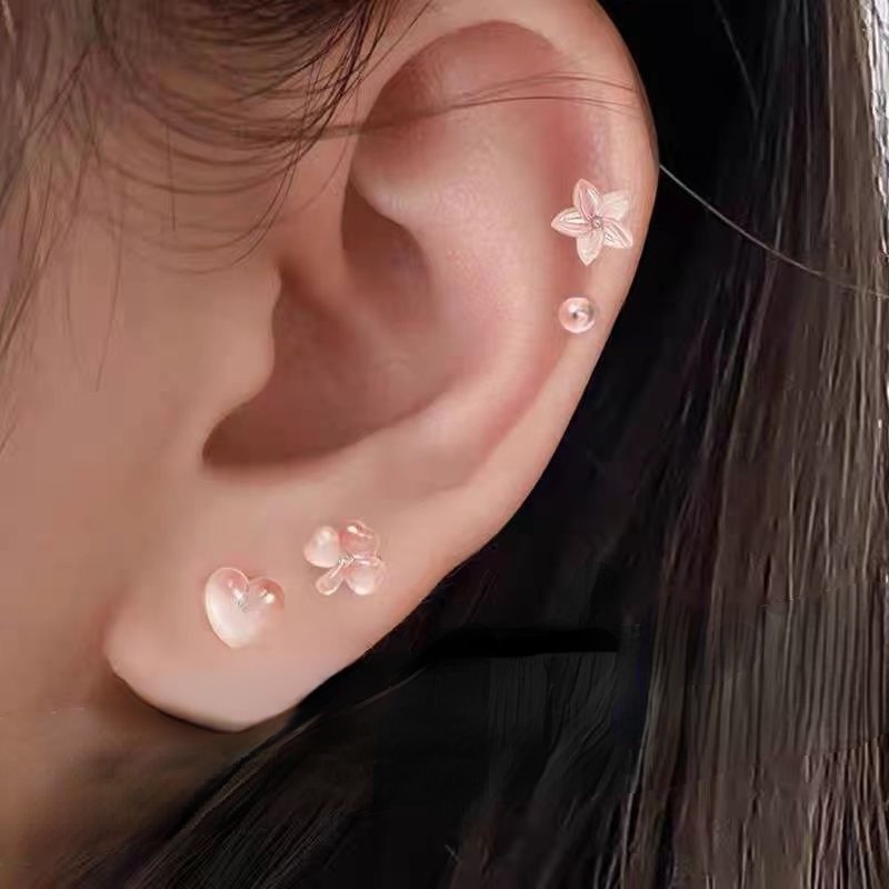 [Fitur] Gaya Sederhana Anti-blocking Anti-Alergi Telinga Aksesoris Perhiasan/Gaya Campur Anting Pejantan Geometris Transparan/Gadis Resin Anting Tak Terlihat Mini Plastik/