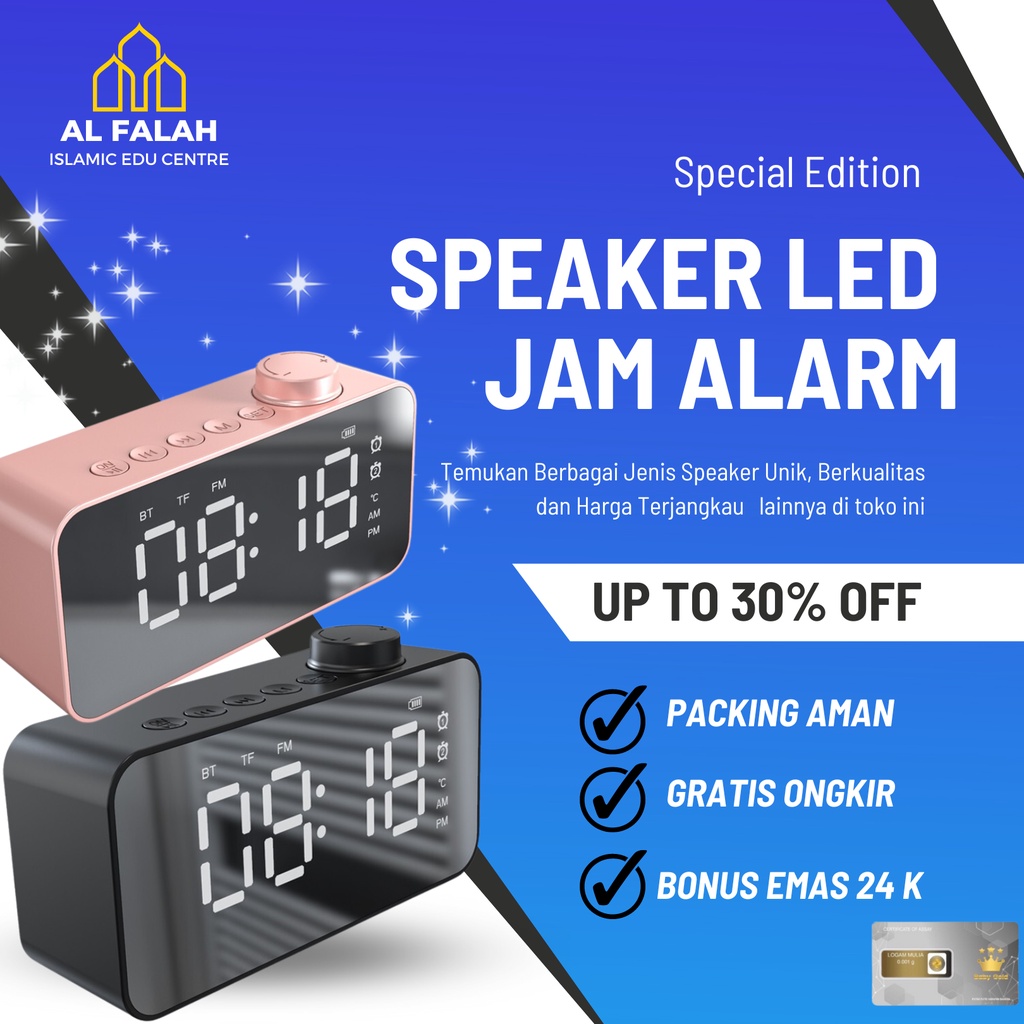 Z6 Speaker Bluetooth Full Bass Portable LED Display Alarm FM Radio Stereo Bass with Mic Wireless Mus