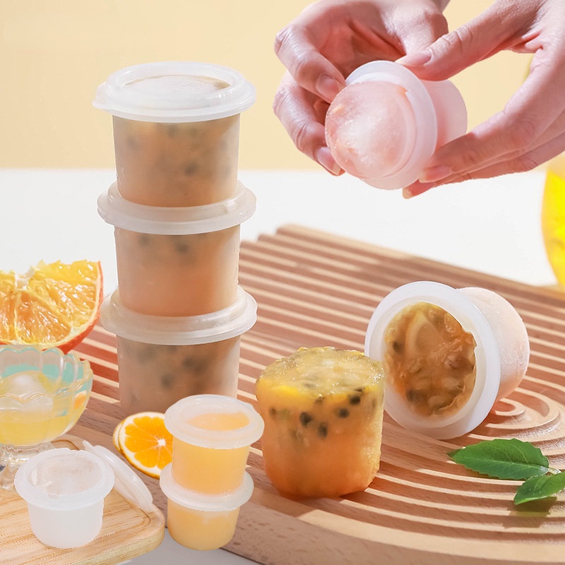 [Unggulan] Nampan Pembuat Makanan Pelengkap Bayi/Summer Fruit Popsicle Freezing Box/Cetakan Icy Cubes Mudah Dibentuk/Stackable Pudding Jelly DIY Cup Dengan Tutup