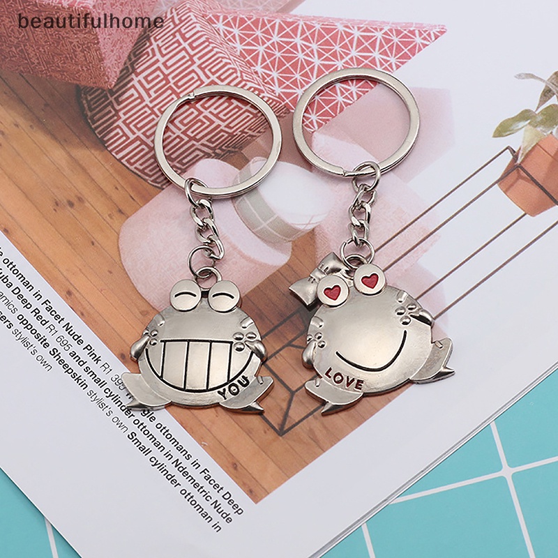 {beautifulhome} 2pcs Kreatif Mulut Besar Kodok Pasangan Gantungan Kunci Kartun Gigi Lucu Gantungan Kunci Cincin Fashion Indah Ornamen Untuk Pecinta Sahabat.