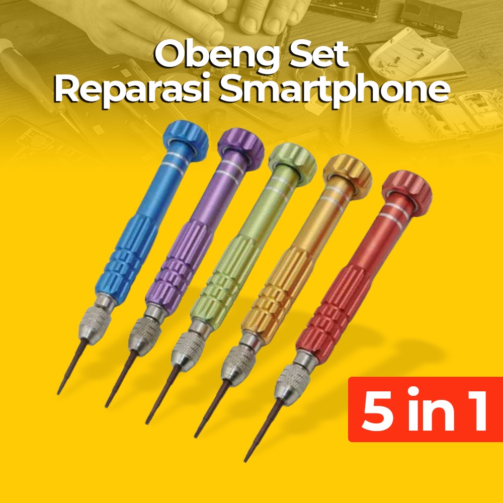 PEGASI Obeng Set 5 in 1 Reparasi Smartphone Maintenance Tools - T-JC501 - Multi-Color