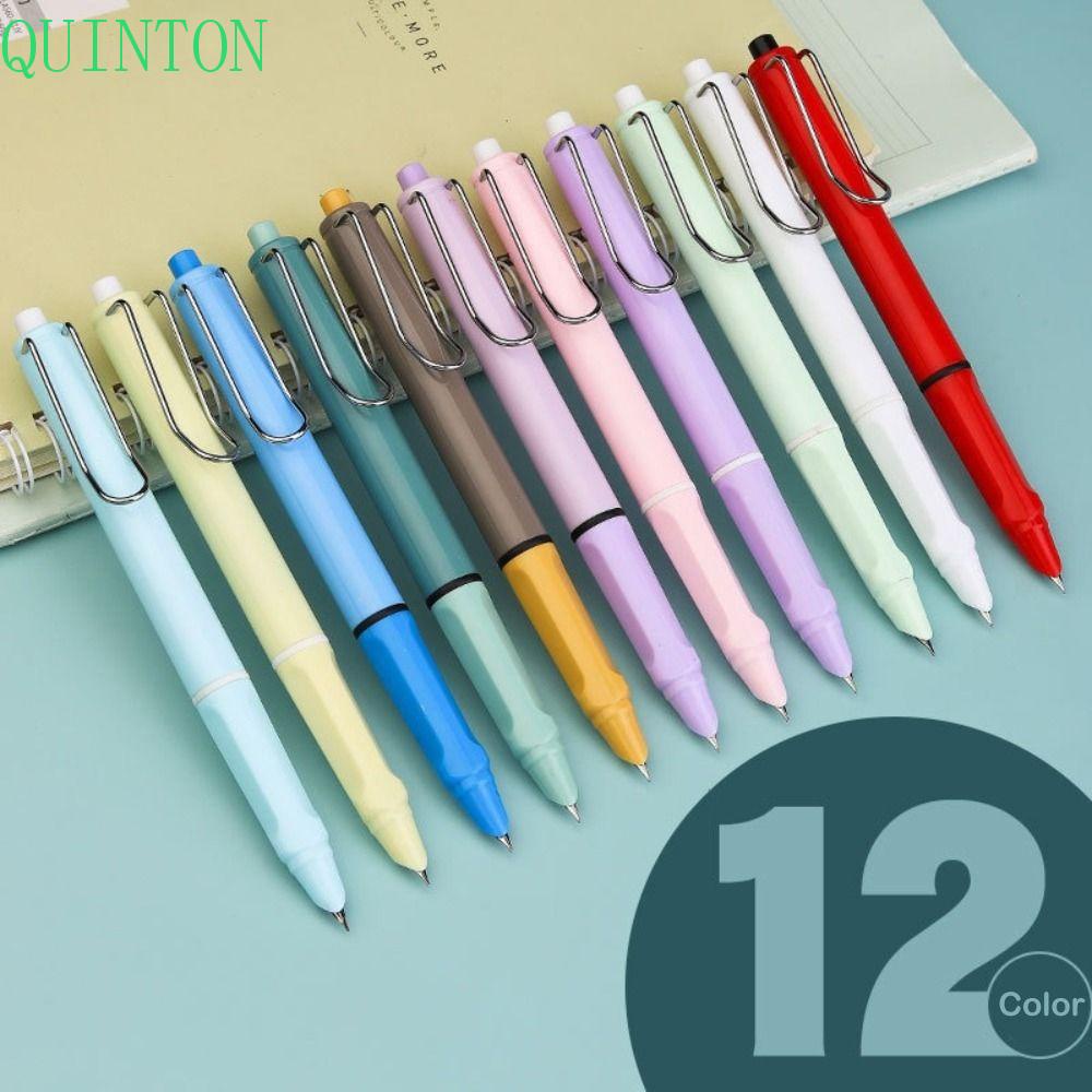 Quinton Press Type Ink Pen Retractable 0.38mm Kaligrafi Pen Koreksi Postur Kantor Perlengkapan Sekolah Nib Converter Pena Bisnis