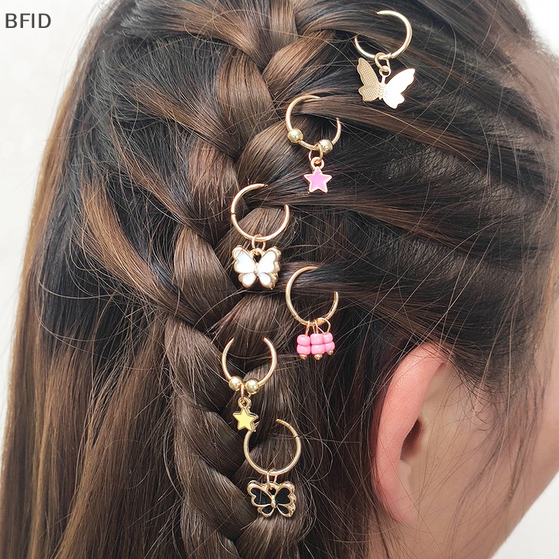 [BFID] 6pcs Jepit Rambut Liontin Bintang Kupu-Kupu Untuk Wanita Trendy Cincin Logam Hiasan Kepala [ID]