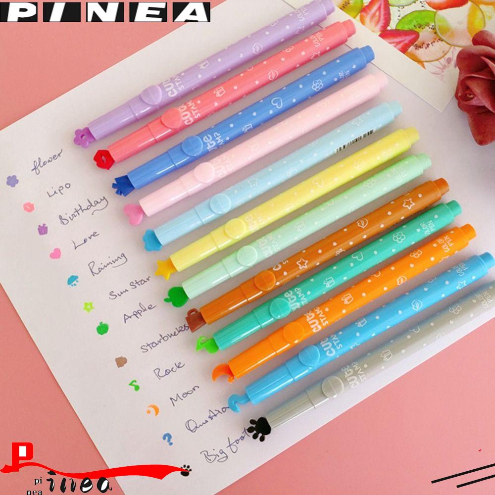 Nanas 6 /12Warna/Set Stamp Pen Perlengkapan Sekolah Alat Tulis DIY Fluorescent Pen Stationery Stabilo Spidol