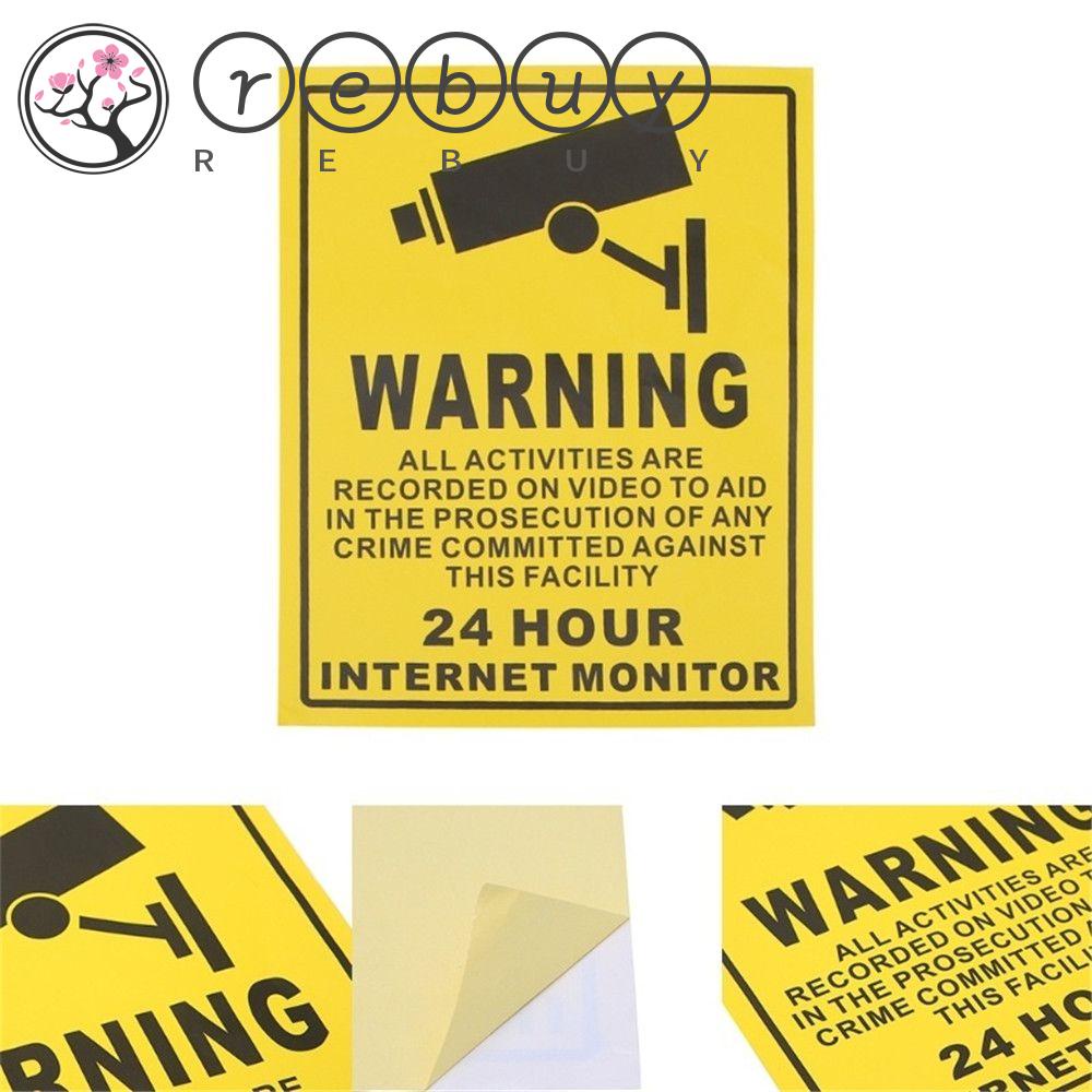 Rebuy Warning Sticker 20*25cm CCTV Sign Kamera Keamanan Tanda Stiker Dinding