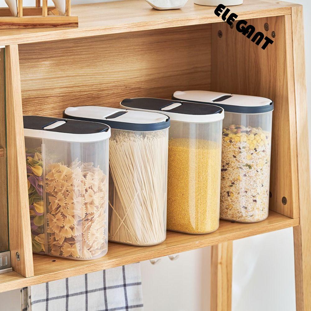 [Elegan] Food Canister Sereal Mie Kedap Udara Transparan Dapur Plastik Organizer Kaleng Tetap Segar Toples