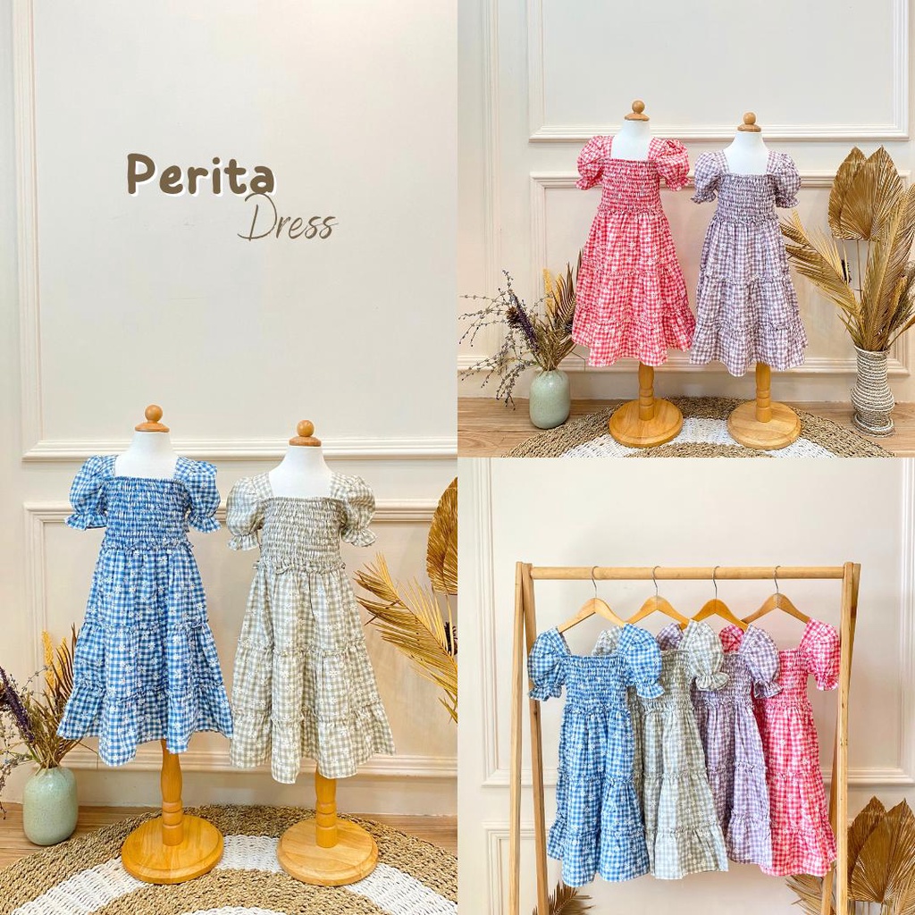 Dress Gaun Pesta Baju Anak Perempuan Bahan Katun Usia 2 Hingga 14 Tahun Model Perita Marves