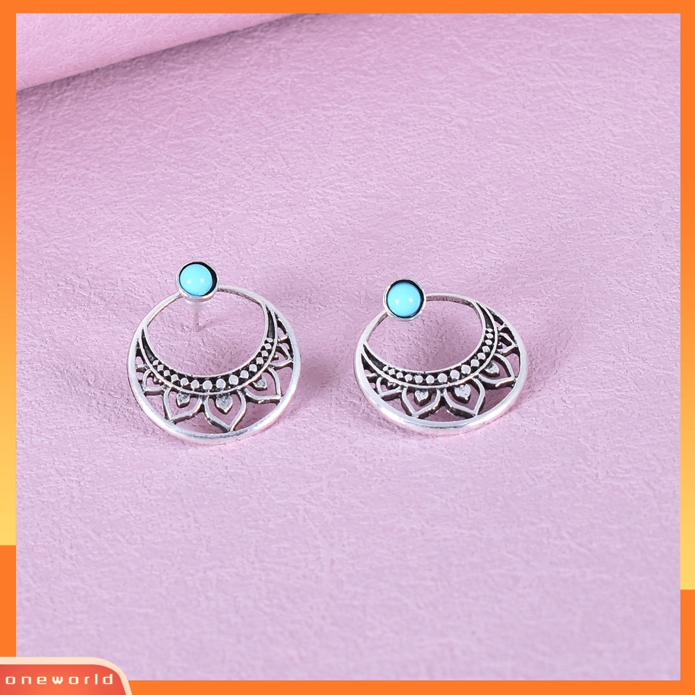 [ONR] Bohemian turquoise earrings Anting Perempuan Eropa Dan Amerika retro Berlapis Perak Anting earrings