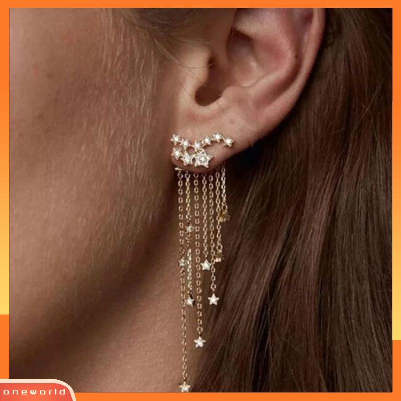 [ONR] Perhiasan Fashion Panjang Bersinar Bintang Rumbai Gantung Belakang Anting Earrings Wanita