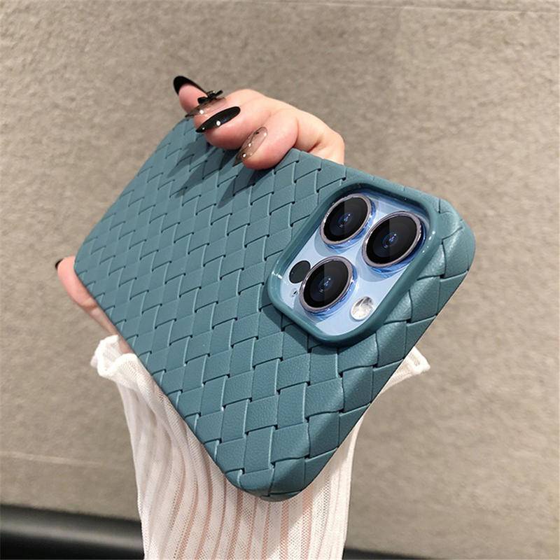 IPHONE Pola Menenun Casing Ponsel Silikon Lembut Untuk Iphone12 11 Pro Max Grid Bernapas Shockproof Back Cover Untuk Iphone12 11 series