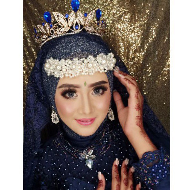 Aksesoris Kerudung Headpiece Bandana Mutiara Aksesoris Rambut Pengantin