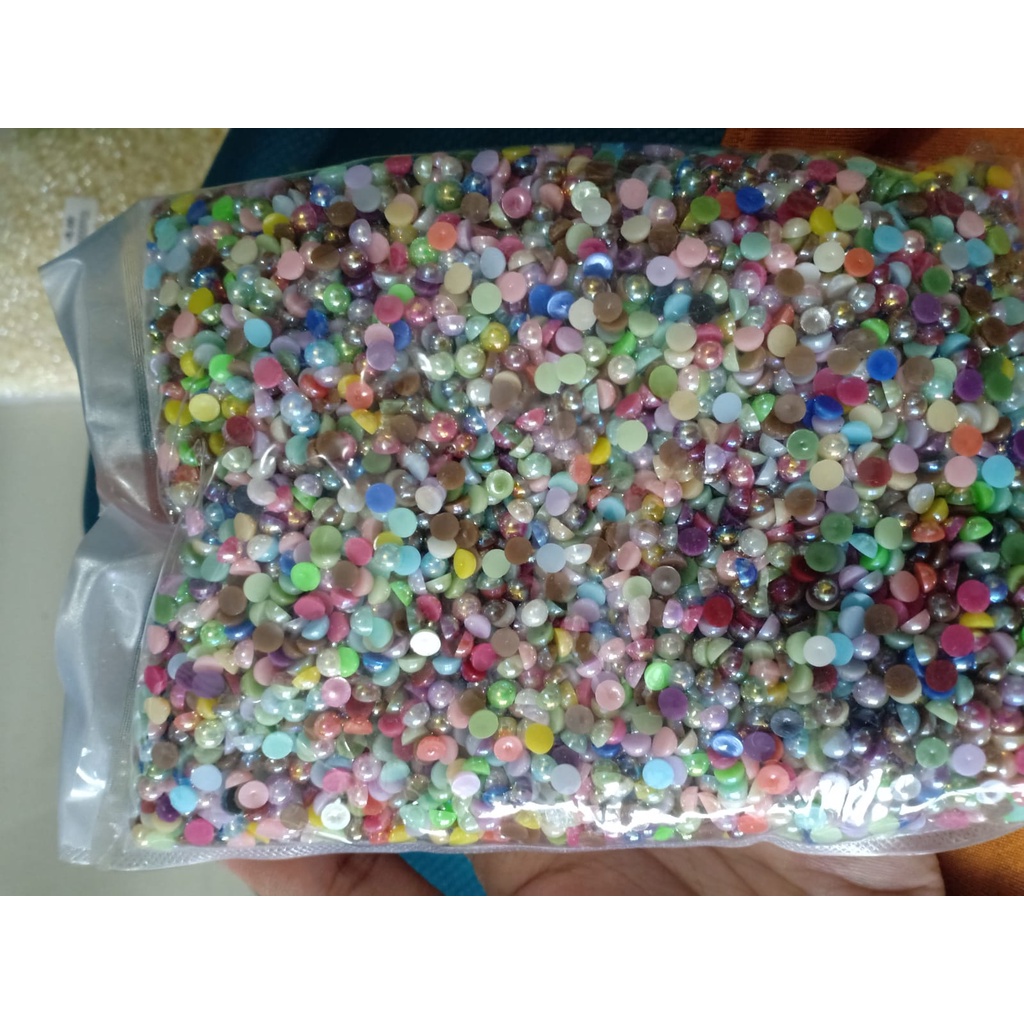 Grosir Mutiara Belah 4mm 250pcs, Half Pearl, Henna, Nail Art, Deco Case